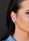 Silver Flower Concho Earring w/ Turquoise Stone