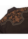 Rodeo Men's Western Cowboy Embroidery - Dark Brown - Broken horn