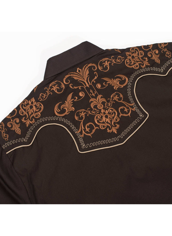 Rodeo Men's Western Cowboy Embroidery - Dark Brown - Broken horn