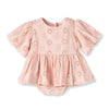 Eleanor Pink Eyelet Skirted Puff Sleeve Bodysuit