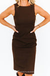 Brown Solid Tank Sleeveless Dress