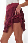 Suede Fringe Skirt with Lined Shorts