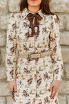 Lucky & Bless Plus Size Cream Western Puff Sleeve Embroidered Bow Dress - Broken horn
