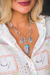 Chunky Chain Concho Charm Necklace
