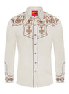 Rodeo Men's Western Cowboy Embroidery Shirt - Ivory - Broken horn