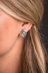 Silver Flower Concho Earring w/ Rhinestone
