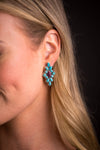 Dainty Turquoise and Plum Cluster Post Earrings