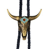 Western Express Longhorn Vintage Brass Bolo Tie - Broken horn