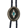 Western Express Aztec Satin Silver Metal Bolo Tie - Broken horn