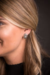 Silver Flower Concho Earring w/ Rhinestone