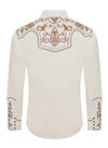 Rodeo Men's Western Cowboy Embroidery Shirt - Ivory - Broken horn
