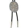 Floral Engraving on Scalloped Oval German Silver Bolo Tie