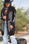 Black Knitted Boot Stitch Detail Cardigan