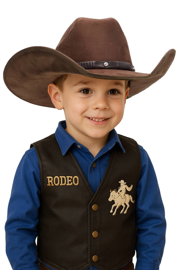 Kids Faux Suede Cutter Crown Cowboy Hat