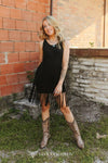 Black Horse Snaffle Bit Tank Fringe layered Dress - Broken horn