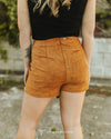 Camel Stretch Suede High Rise Studded Skort