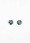 Silver Flower Stud Earring with Turquoise Accent