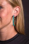 Gold Turq Trimmed Hoop Earring
