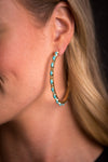 Gold and Turquoise Petitie Point Style Hoop Earring