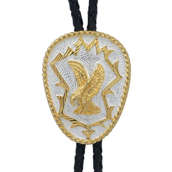 Western Express Eagle on German Silver Bolo Tie - Broken horn