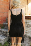 Black Horse Snaffle Bit Tank Fringe layered Dress - Broken horn