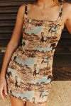 Jacquard Woven Running Horse Strap Dress