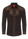 Rodeo Men's Western Cowboy Embroidery - Dark Brown - Broken horn