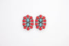 Turquoise and Red Oval Cluster Post Earring