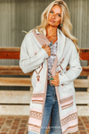 Ivory Soft Pink Aztec Long Sleeve Knitted Cardigan