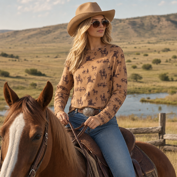 Isla Bucking Horse Print Top - Broken horn
