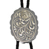 Floral Engraving on Scalloped Oval German Silver Bolo Tie