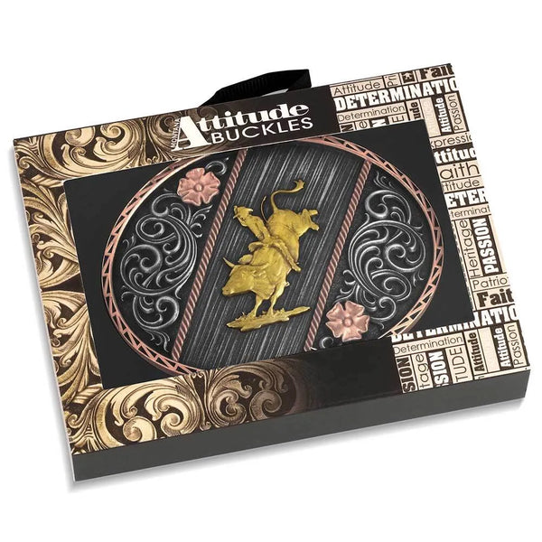 Montana Silversmiths Tri Color Rodeo Buckle - Broken horn