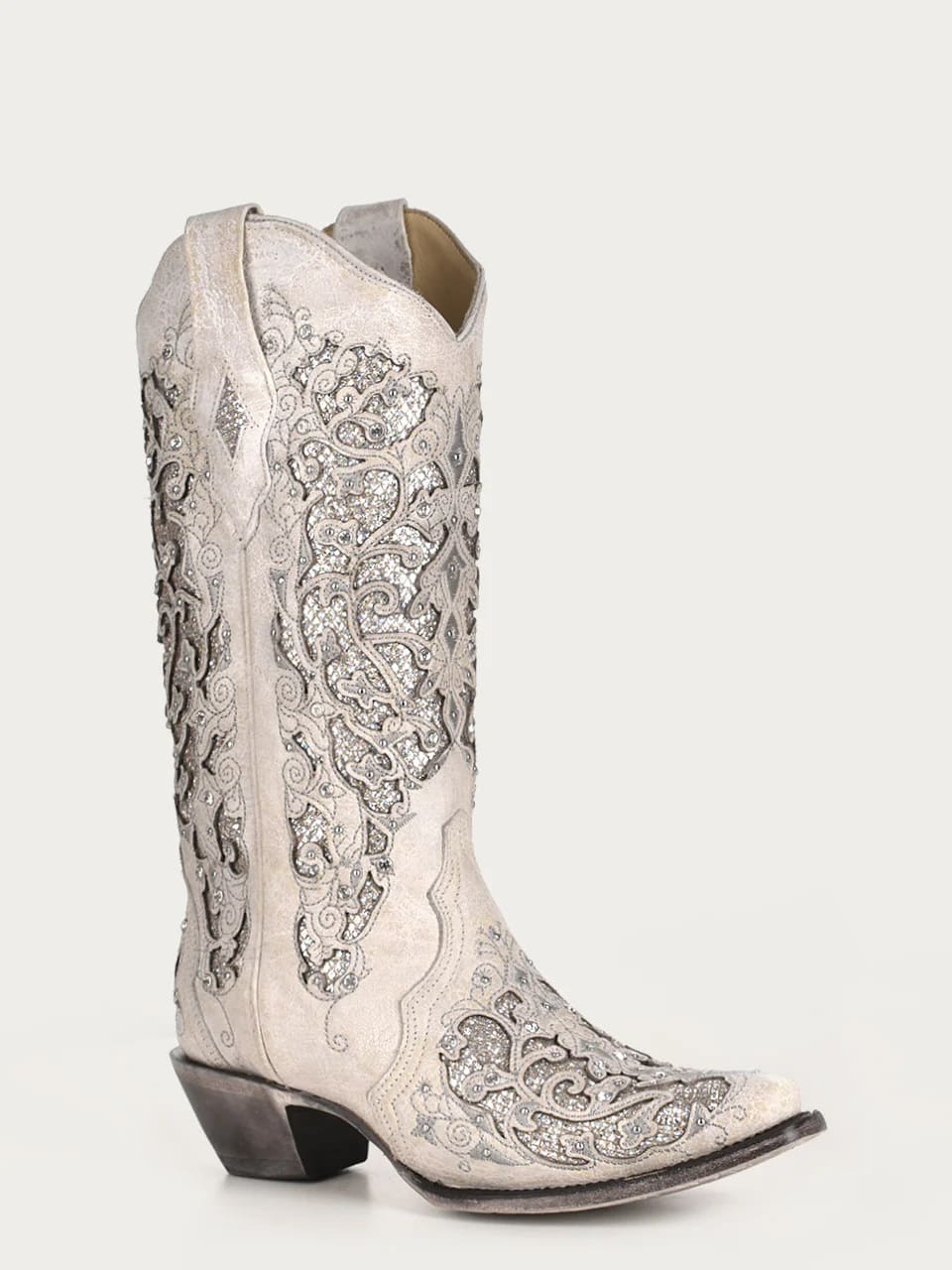 Corral Ladies White Glitter, Crystals Wedding Favorite Snip Toe Boot