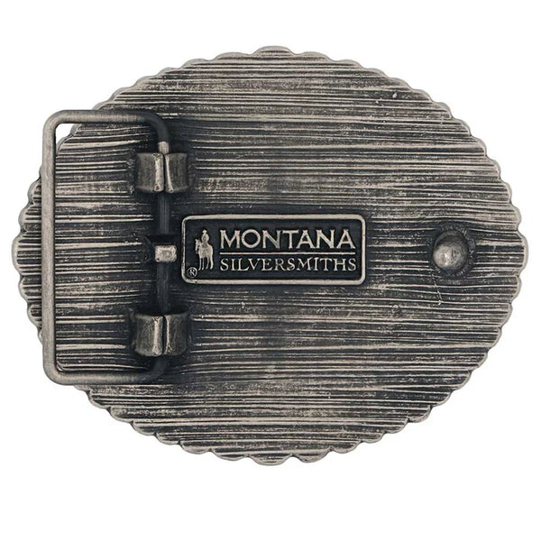 Montana Silversmiths Rustic Barbed Wire Longhorn Buckle