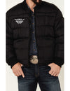 Broken Horn Embroidered Canvas Quilted Puffer Jacket