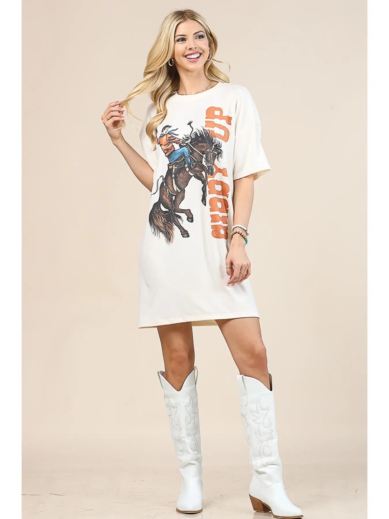 Loren Western Giddy Up Cowboy Graphic T-Shirt Dress
