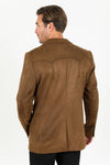 Platini Men's Double Button Faux-Suede Blazer - Brown