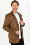 Platini Men's Double Button Faux-Suede Blazer - Brown