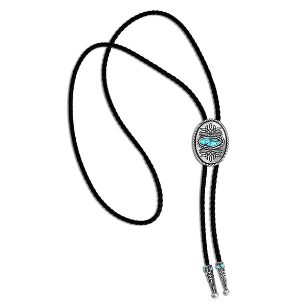 Montana Silversmiths Boot Stitch Turquoise Bolo Tie - Broken horn