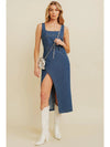 Denim Side Slit Midi Dress