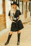 Black Concho Button Down Dress With Western Yokes