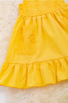 Yellow Embroidered Dress with Ruffle Hem