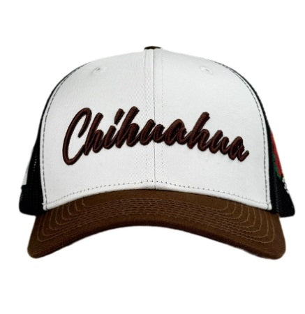 Del Cesar Forty Five Cap - White 6 Panel Trucker Cap - Broken horn