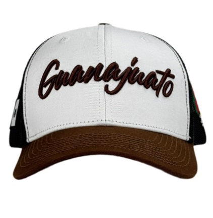 Del Cesar Forty Five Cap - White 6 Panel Trucker Cap - Broken horn