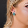 .75" Gold and Turquoise Flower Stud Earring