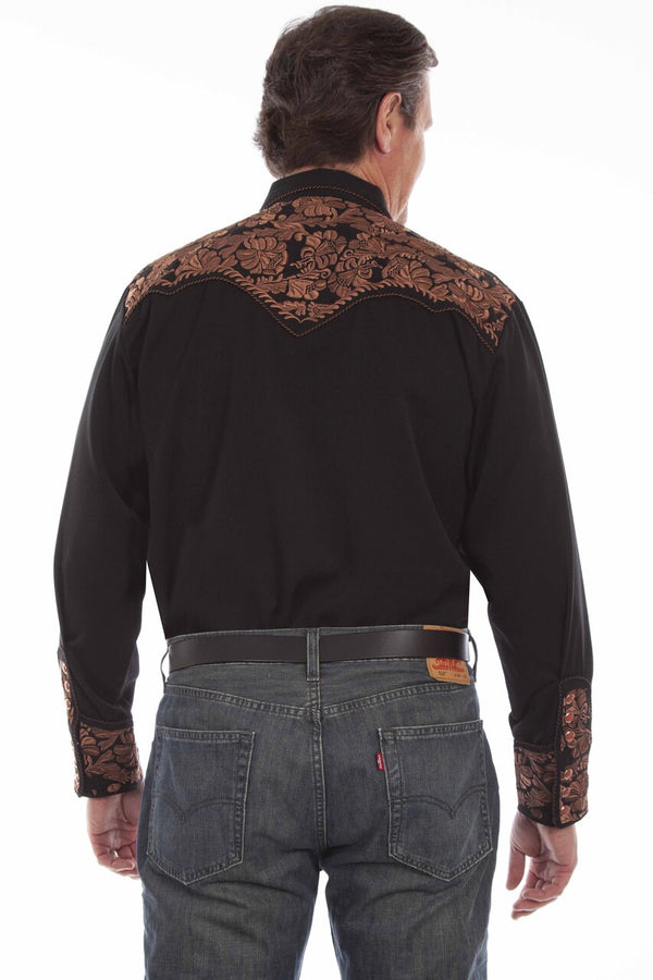 Scully Floral Tooled Embroidery Shirt