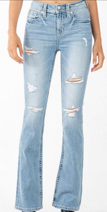 Miss Me Distressed High Rise Bootcut Jeans