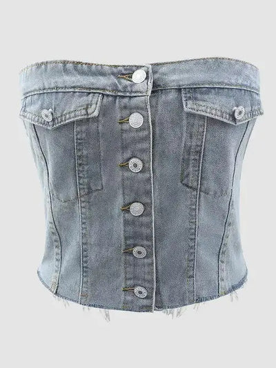 Wrapped Denim Corset Top