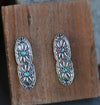 Double Oval Silver and Turq post Earrings