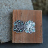 Silver 3-Tier hose Silhouette Stud Earrings with Turquoice